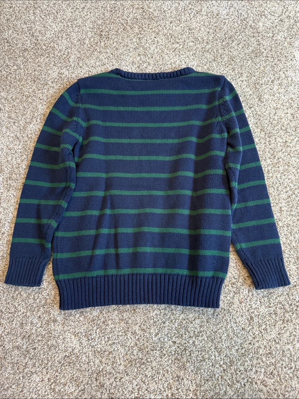Carter's Navy and Green Striped Crewneck Sweater - 5T